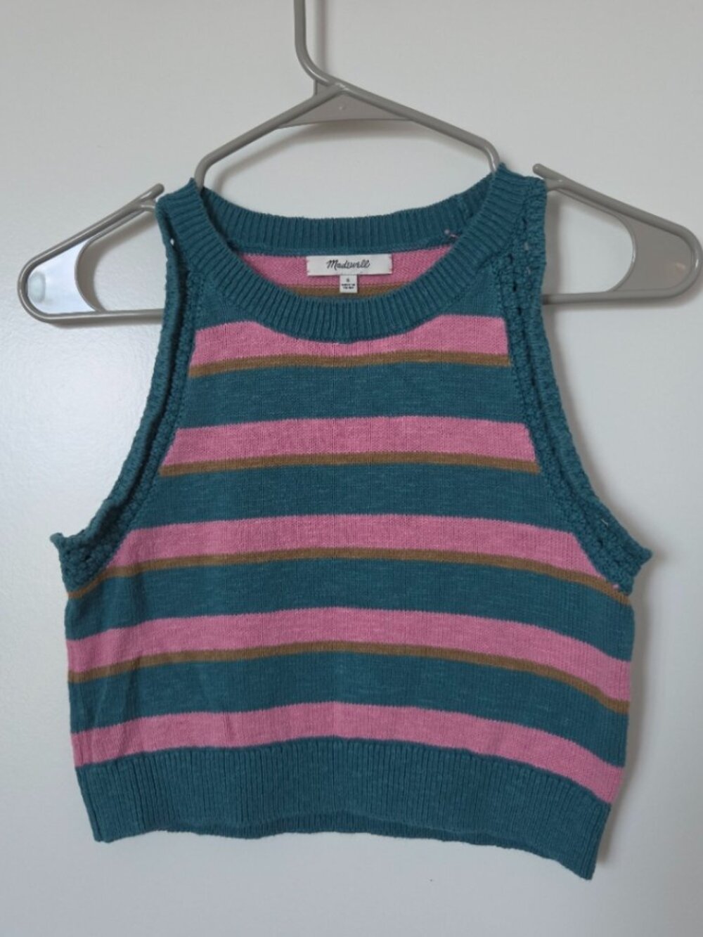 Madewell Striped Crop Tank, Size S Women's